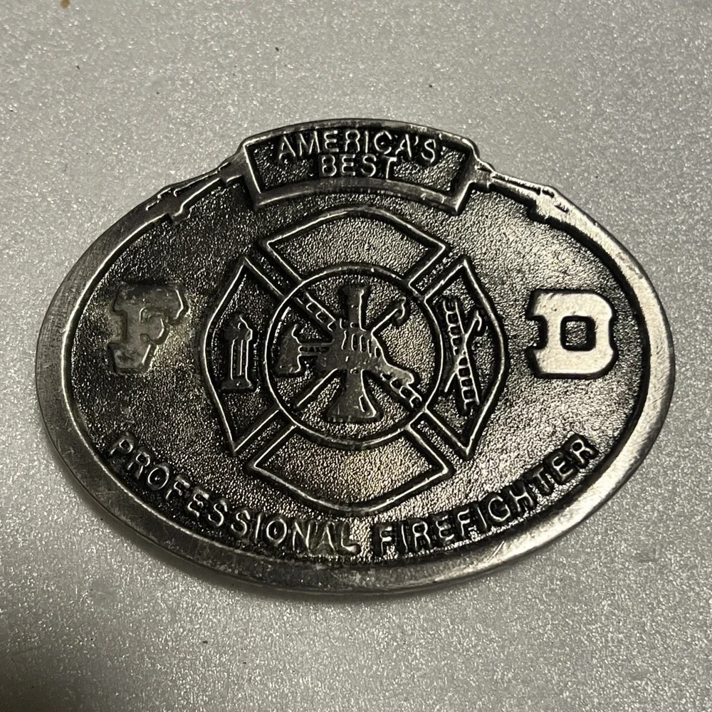Vintage America's Best Professional Firefighter Belt Buckle Silver Oval EB2234